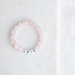 Rose Quartz 'LOVE' Bracelet