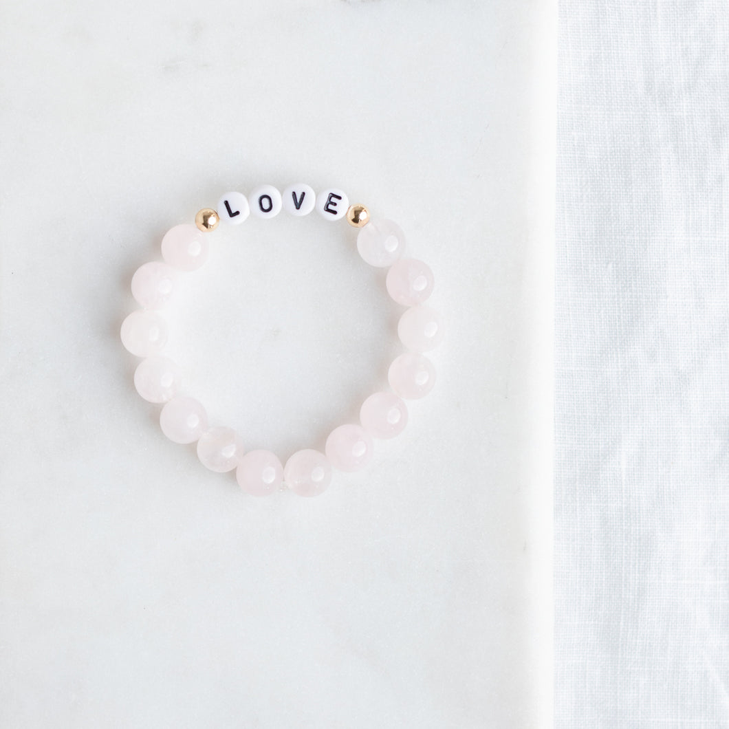 Rose Quartz 'LOVE' Bracelet