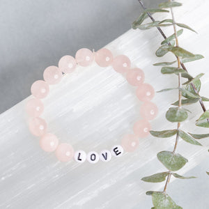 Rose Quartz 'LOVE' Bracelet